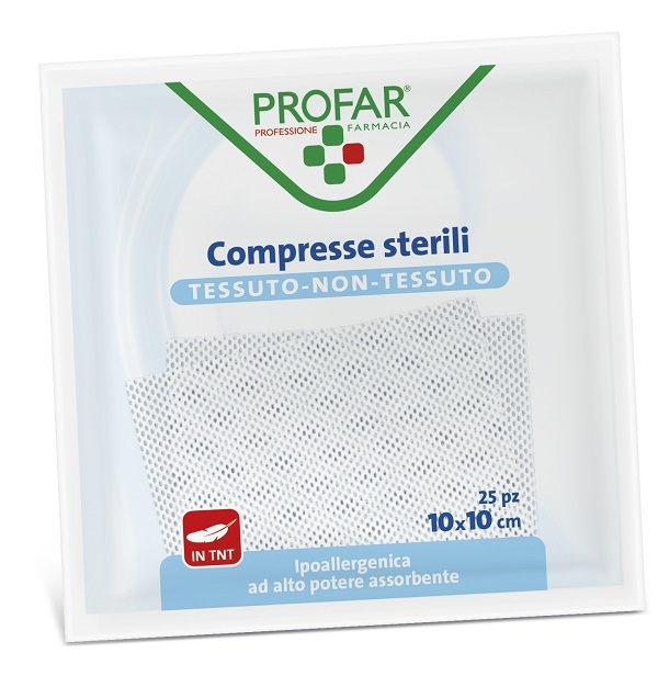GARZA COMPRESSA TESSUTO NON TESSUTO 10X10 CM 25 PEZZI PROFAR - Angeli Pharm