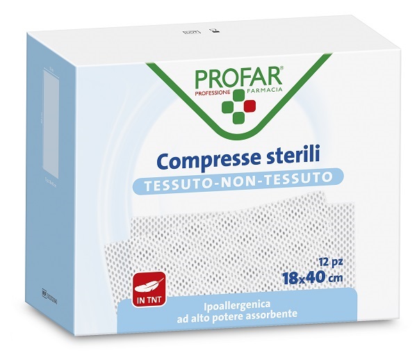 GARZA COMPRESSA TESSUTO NON TESSUTO 18X40 CM 12 PEZZI PROFAR - Angeli Pharm