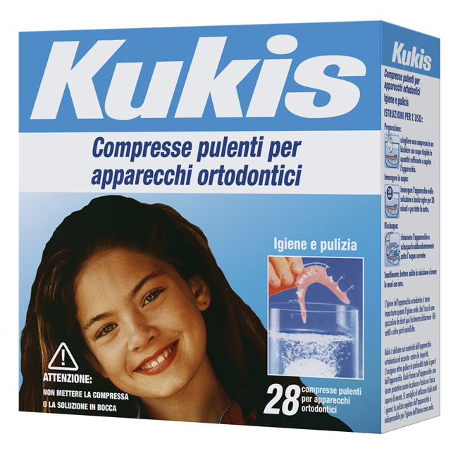 KUKIS CLEANSER 28 COMPRESSE PER PULIZIA APPARECCHI ORTODONTICI - Angeli Pharm