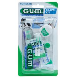 GUM TRAVEL KIT VIAGGIO 1 SPAZZOLINO PIEGHEVOLE GUM TRAVEL + 1 DENTIFRICIO VIAGGIO 12 ML + 1 ROCCHETTO FILO INTERDENTALE 10MT + 2 SCOVOLINI GOMMA GUM SOFT PICKS - Angeli Pharm