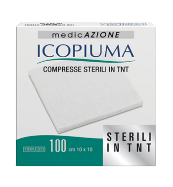 ICOPIUMA GARZA COMPRESSA IN TESSUTO NON TESSUTO ADESIVA 10X10 CM 100 PEZZI - Angeli Pharm