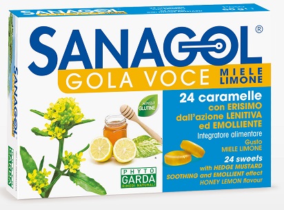SANAGOL GOLA VOCE MIELE LIMONE 24 CARAMELLE - Angeli Pharm