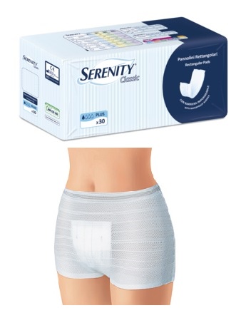 PANNOLONE PER INCONTINENZA FORMATO RETTANGOLARE CON BARRIERA SERENITY 30 PEZZI - Angeli Pharm