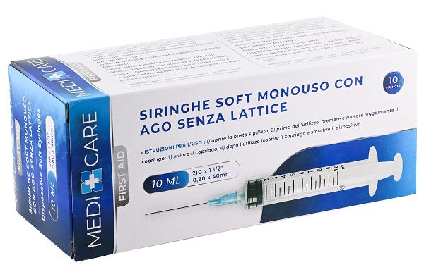 SIRINGA SOFT CAPACITA' 10ML AGO GAUGE 21 CONFEZIONE 10 PEZZI GAMMADIS - Angeli Pharm