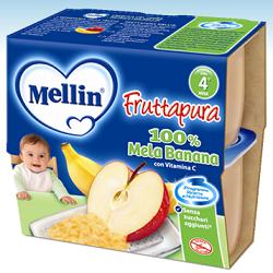 MELLIN FRUTTA PURA MELA BANANA 100 G 4 PEZZI - Angeli Pharm