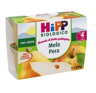HIPP BIO FRUTTA GRATTUGGIATA MELA PERA 4X100 G - Angeli Pharm