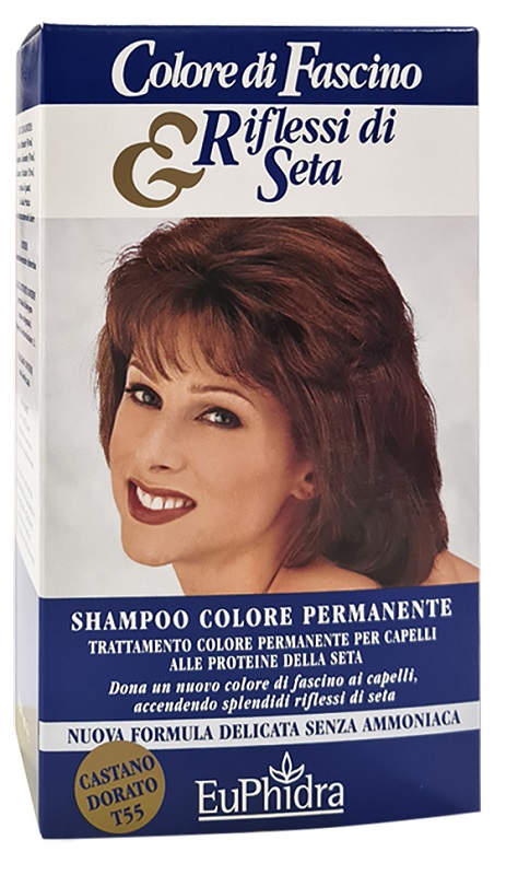 EUPHIDRA COLORE DI FASCINO & RIFLESSI DI SETA SHAMPOO COLORE PERMANENTE 55 CASTANO DORATO 120 ML - Angeli Pharm