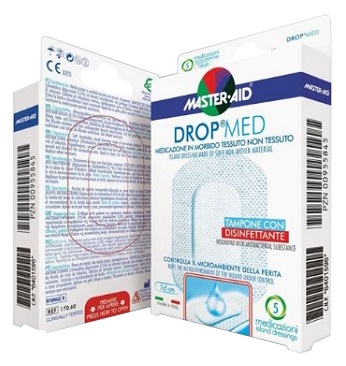 MEDICAZIONE COMPRESSA AUTOADESIVA DERMOATTIVA IPOALLERGENICA AERATA MASTER-AID DROP MED 10X12 5 PEZZI - Angeli Pharm