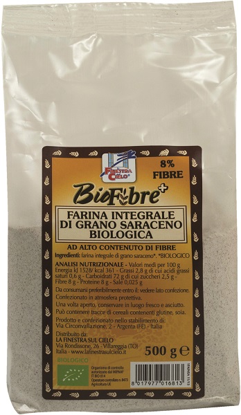 FSC BIOFIBRE+ FARINA INTEGRALE DI GRANO SARACENO BIO AD ALTO CONTENUTO DI FIBRA 500 G - Angeli Pharm