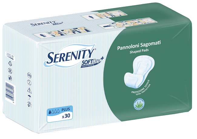PANNOLONE PER INCONTINENZA SAGOMATO SERENITY SOFTDRY+ ALOE PLUS 30 PEZZI - Angeli Pharm