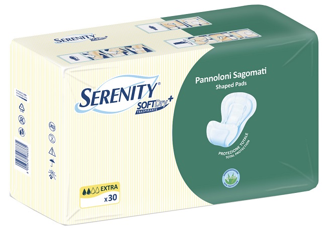 PANNOLONE PER INCONTINENZA SAGOMATO SERENITY SOFTDRY+ ALOE EXTRA 30 PEZZI - Angeli Pharm