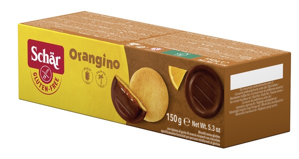 SCHAR ORANGINO BISCOTTI CON RIPIENO AL GUSTO DI ARANCIA RICOPERTI CON CIOCCOLATO 150 G - Angeli Pharm