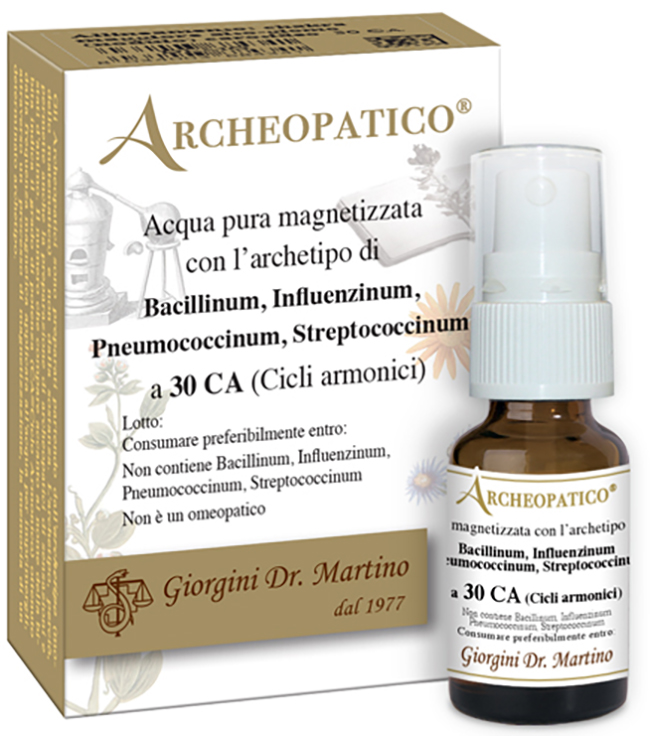 ARCHEOPATICO ACQUA PURA MAGNETIZZATA CON ARCHETIPO BACILLINUM INFLUENZINUM PNEUMOCOCCINUM STREPTOCOCCINUM A 30 CICLI ARMONICI 10 ML - Angeli Pharm