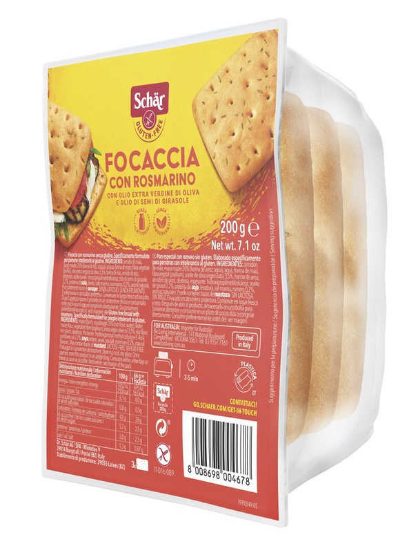 SCHAR FOCACCIA CON ROSMARINO SENZA LATTOSIO 200 G - Angeli Pharm