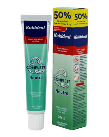 KUKIDENT NEUTRO COMPLETE CREMA ADESIVA PER PROTESI DENTARIE 70 G - Angeli Pharm
