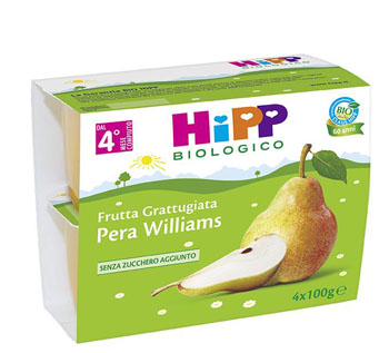 HIPP BIO HIPP BIO FRUTTA GRATTUGGIATA PERA WILLIAMS 4X100 G - Angeli Pharm