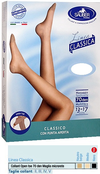 SAUBER COLLANT OPEN TOE MAGLIA MICRORETE 70 DEN COLORE MEDIO 3 LINEA CLASSICA - Angeli Pharm