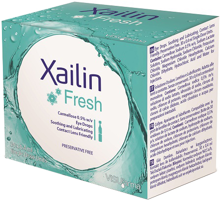 XAILIN FRESH GOCCE OCULARI CARBOSSIMETILCELLULOSA 0,5% 30 FLACONCINI MONODOSE 0,4 ML - Angeli Pharm