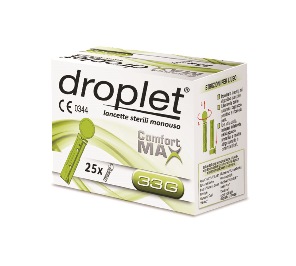 LANCETTE PUNGIDITO DROPLET COMFORT MAX GAUGE 33 25 PEZZI - Angeli Pharm