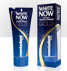 MENTADENT DENTIFRICIO WHITE NOW TRIPLE POWER GOLD 50 ML - Angeli Pharm
