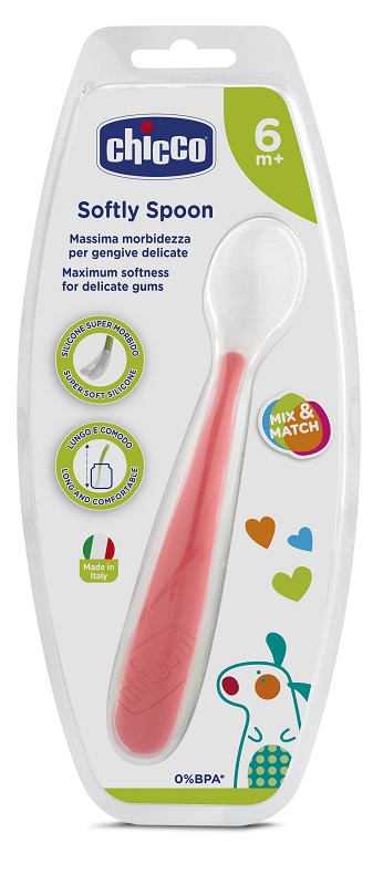 CHICCO CUCCHIAIO MORBIDO SILICONE 6M+ ROSSO UP - Angeli Pharm