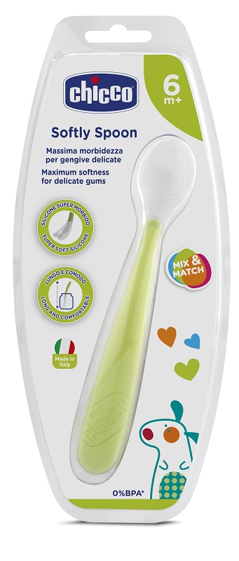 CHICCO CUCCHIAIO MORBIDO SILICONE 6M+ VERDE UP - Angeli Pharm