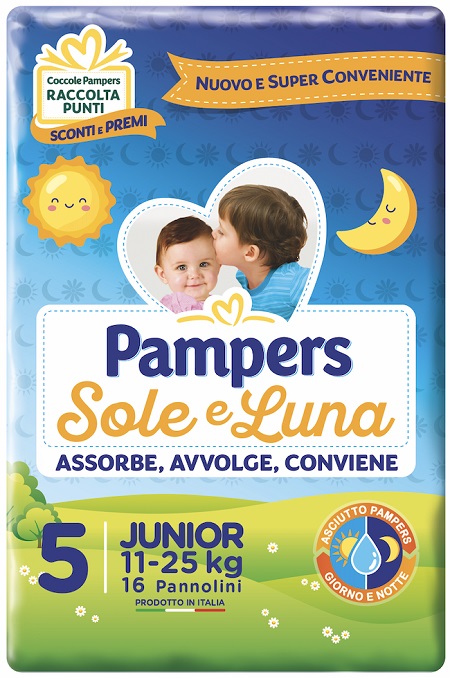 PANNOLINO PER BAMBINO PAMPERS SOLE & LUNA FLASH JUNIOR 16 PEZZI - Angeli Pharm