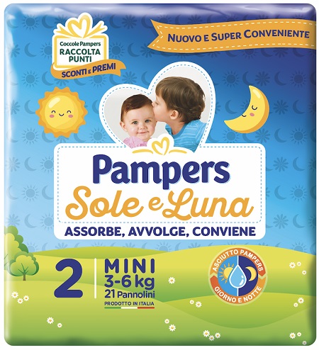 PANNOLINO PER BAMBINO PAMPERS SOLE & LUNA FLASH MINI 21 PEZZI - Angeli Pharm