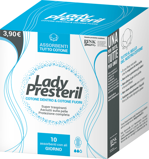 LADY PRESTERIL COTONE DENTRO & COTONE FUORI 10 ASSORBENTI CON ALI GIORNO PROMO - Angeli Pharm