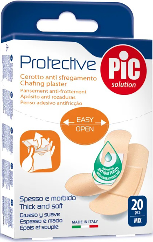 CEROTTO PIC PROTECTIVE MIX ANTIBATTERICO ANTISFREGAMENTO CON TAMPONE 20 PEZZI - Angeli Pharm