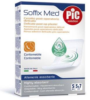 CEROTTO PIC SOFFIX MED IN TNT CON TAMPONE CENTRALE ASSORBENTE STERILE MONOUSO 5X7 CM ANTIBATTERICO 5 PEZZI - Angeli Pharm