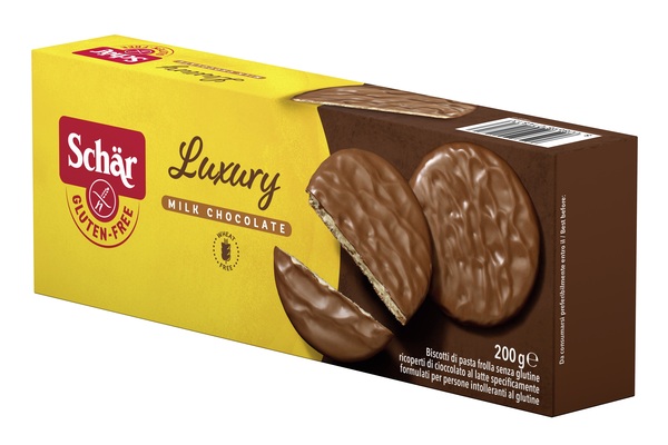 SCHAR LUXURY BISCOTTI DI PASTA FROLLA RICOPERTI DI CIOCCOLATO AL LATTE 200 G - Angeli Pharm