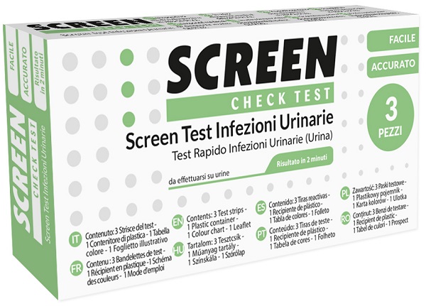 SCREEN TEST LEUCOCITI SANGUE NITRITO E PROTEINA URINA SCREEN TEST INFEZIONI VIE URINARIE 3 PEZZI - Angeli Pharm