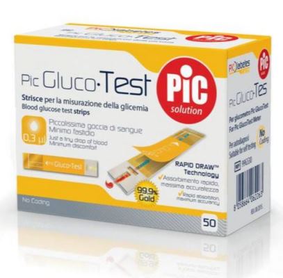 STRISCE MISURAZIONE GLICEMIA PIC GLUCOTEST 50 PEZZI - Angeli Pharm