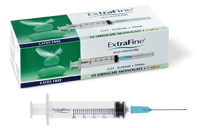 SIRINGA EXTRAFINE 5 ML GAUGE 23 0,60X30MM 10 PEZZI - Angeli Pharm