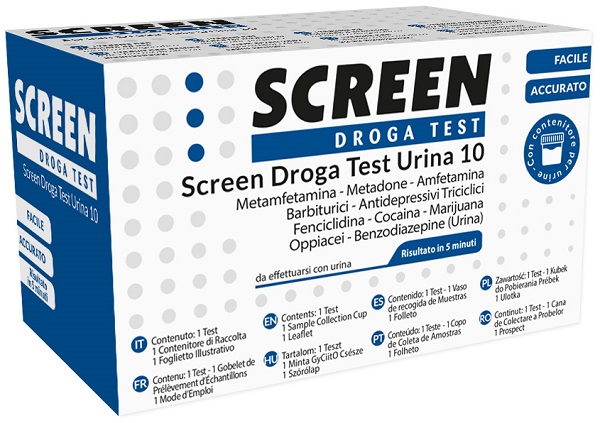 SCREEN DROGA TEST 10 DROGHE TEST ANTIDROGA CON CONTENITORE URINA - Angeli Pharm