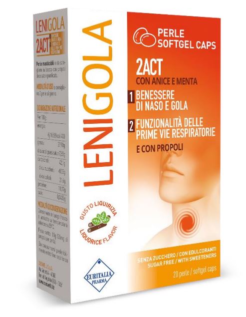 LENIGOLA 20 PERLE SOFTGEL CAPS LIQUIRIZIA - Angeli Pharm