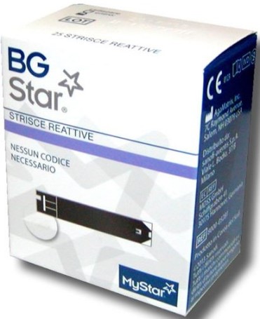STRISCE REATTIVE MISURAZIONE GLICEMIA BGSTAR MYSTAR 25 PEZZI - Angeli Pharm