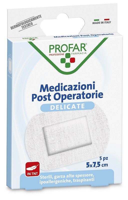 MEDICAZIONE POST OPERATORIA STERILE GARZA ANTIADERENTE 5X7,5 CM 5 PEZZI PROFAR - Angeli Pharm
