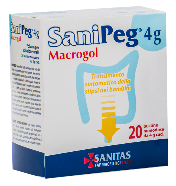 SANIPEG MACROGOL POLVERE PER SOLUZIONE ORALE 20 BUSTINE DA 4 G - Angeli Pharm