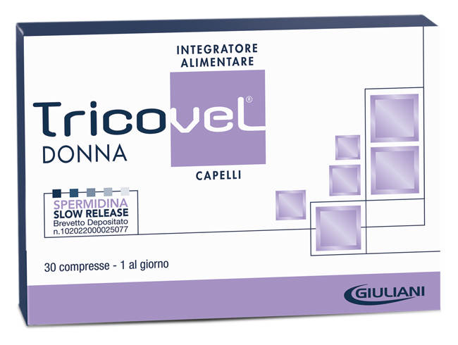 TRICOVEL DONNA INTEGRATORE ALIMENTARE CON NUTRIENTI SPECIFICI PER CAPELLI 30 COMPRESSE - Angeli Pharm