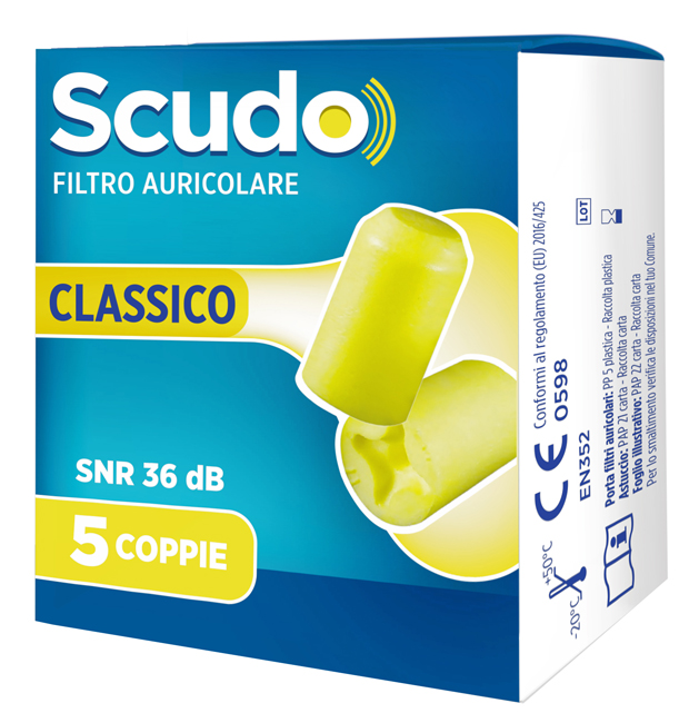 SCUDO FILTRO AURICOLARE CLASSICO SNR 36 DB 7-12MM 5 PAIA - Angeli Pharm