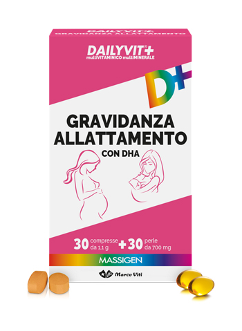 MASSIGEN GRAVIDANZA ALLATTAMENTO CON ACIDO FOLICO MULTIVITAMINICO E MULTIMINERALE 30 COMPRESSE RIVESTITE DA 1,1 G + 30 PERLE DA 700 MG - Angeli Pharm