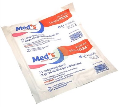 GARZA COMPRESSA IDROFILA MEDS FARMATEXA 12/8 20X20CM 25 PEZZI - Angeli Pharm