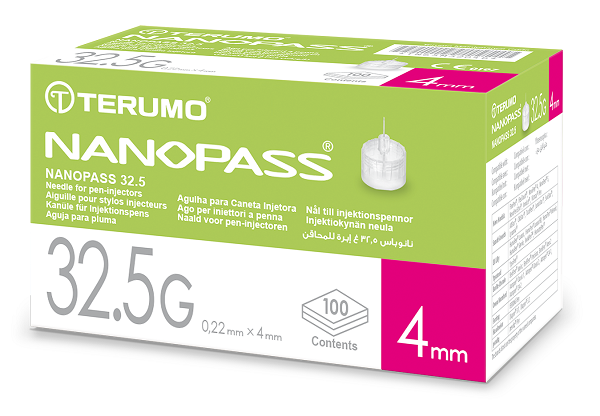 AGO PER PENNA DA INSULINA NANOPASS 32,5 GAUGE LUNGHEZZA 4 MM 100 PEZZI - Angeli Pharm