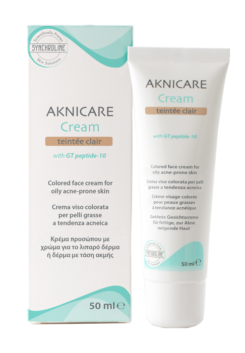 CREMA TRATTANTE COLORATA PER PELLE ACNEICA AKNICARE CREAM TEINTEE CLAIR TUBETTO 50 ML - Angeli Pharm