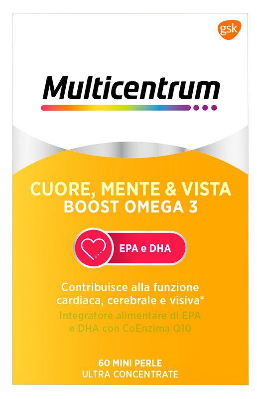 MULTICENTRUM CUORE MENTE E VISTA BOOST OMEGA 3 60 MINI PERLE - Angeli Pharm