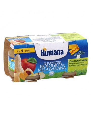 HUMANA OMOGENEIZZATO MELA/BANANA BIO 2 VASETTI 100 G - Angeli Pharm