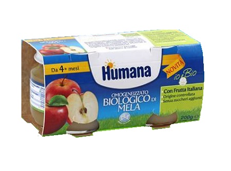 HUMANA OMOGENEIZZATO MELA BIO 2 VASETTI 100G - Angeli Pharm