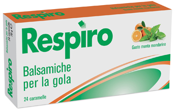 CARAMELLE BALSAMICHE PER LA GOLA RESPIRO GUSTO MENTA MANDARINO 24 PEZZI - Angeli Pharm